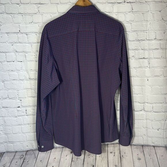 Mizzen + Main Leeward Collection Gingham Dress Shirt size XL Standard Fit Blue - Picture 3 of 8